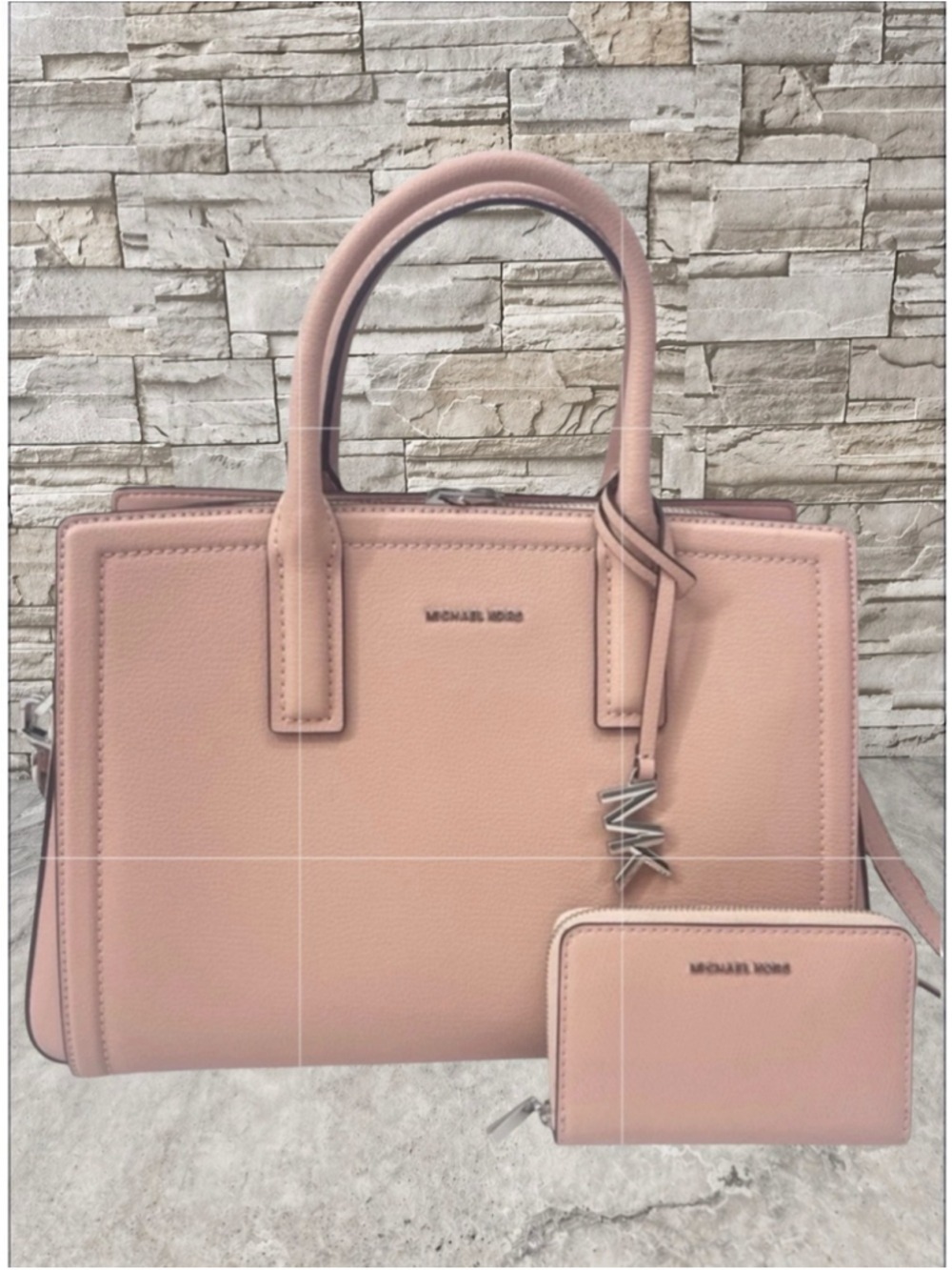 Michael Kors Laila Medium Leather Satchel & Matching Wallet Smoky Rose Pink - Picture 2 of 10